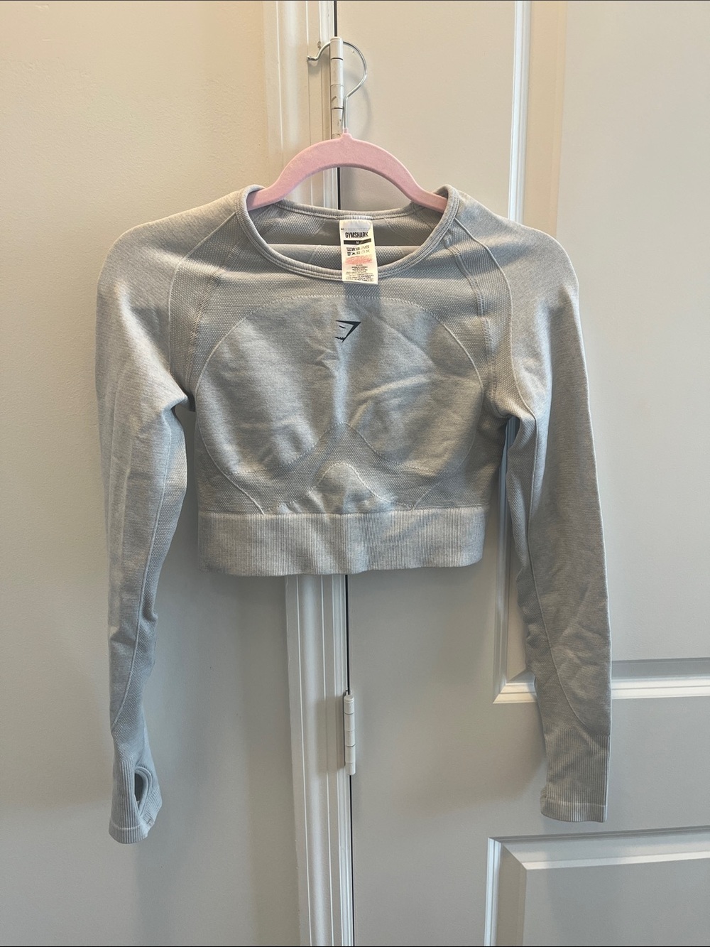 Gymshark Light Gray Cropped Seamless Long Sleeve Top